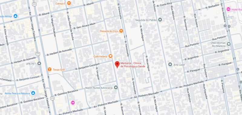 Mapa com a localização da Mentalize - Clínica de Psicologia e Saúde, Rua Buenos Aires 2250, Porto Velho - RO
